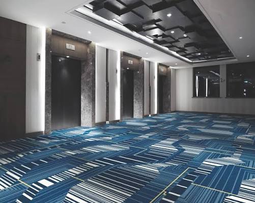 Interior hotel corridor with a school trip room block consolidated on one floor